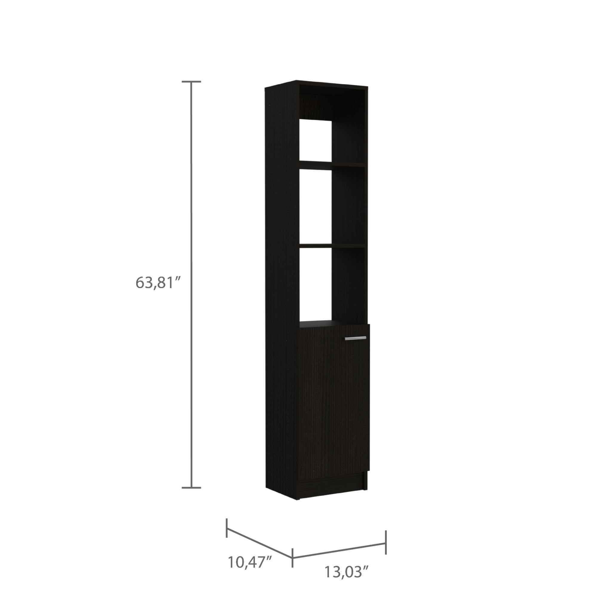 Leben Linen Single Door Cabinet, Three External Shelves, Two Interior Shelves