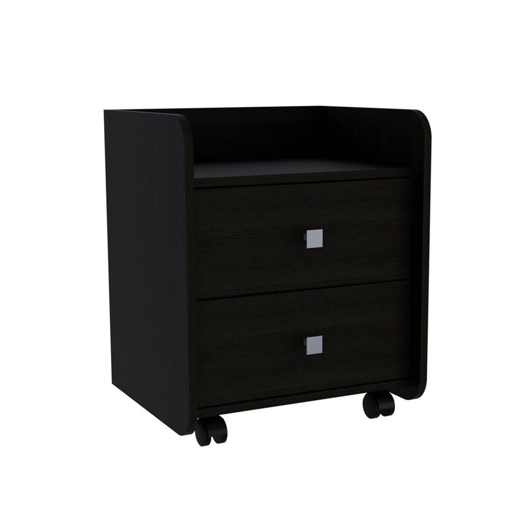 Aura Nightstand, Metal Handle, Two Drawers, Superior Top