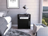 Tuhome Nordico Nightstand with Spacious Lower Cabinet, Open Shelf Storage, Modern Superior Top Surface, Sleek Contemporary Design, Functional Bedside Organizer for Books, Essentials, Lamps, and Daily Bedroom Use