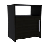 Tuhome Nordico Nightstand with Spacious Lower Cabinet, Open Shelf Storage, Modern Superior Top Surface, Sleek Contemporary Design, Functional Bedside Organizer for Books, Essentials, Lamps, and Daily Bedroom Use