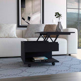 Luanda Lift-Top Coffee Table with Concealed Storage Compartment, Lower Open Shelf, Smooth-Lifting Mechanism and Locking Casters for Mobile Living Room Convenience, Modern Organization and Versatile Everyday Functionality