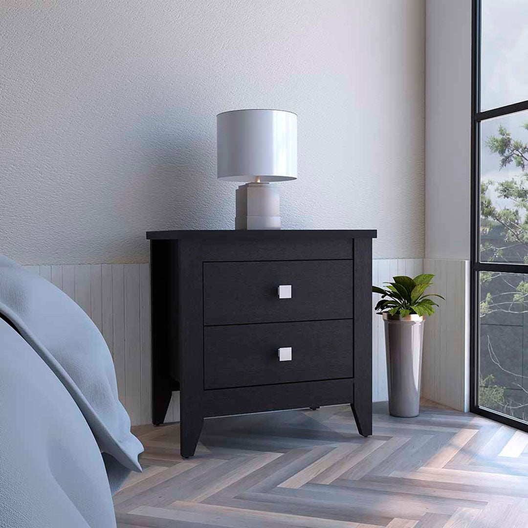 Amara Nightstand, Two Shelves, Four Legs