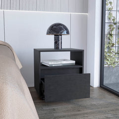 Wasilla Nightstand with Open Shelf, 1 Drawer and Casters