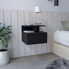 Adele Floating Nightstand, Drawer, Open Top Shelves