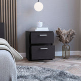 Tuhome Trivor 2-Drawer Nightstand with Spacious Storage, Modern Bedside Table with Metal Handles, Compact Design for Bedrooms and Small Spaces, Functional Nightstand with Superior Top for Essentials and Daily Use