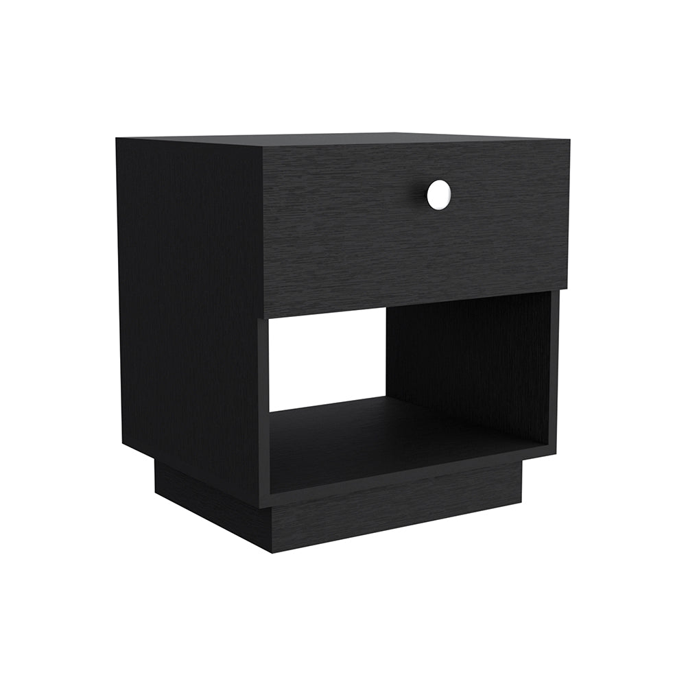 Macon Single Drawer Nightstand with Open Storage Shelf