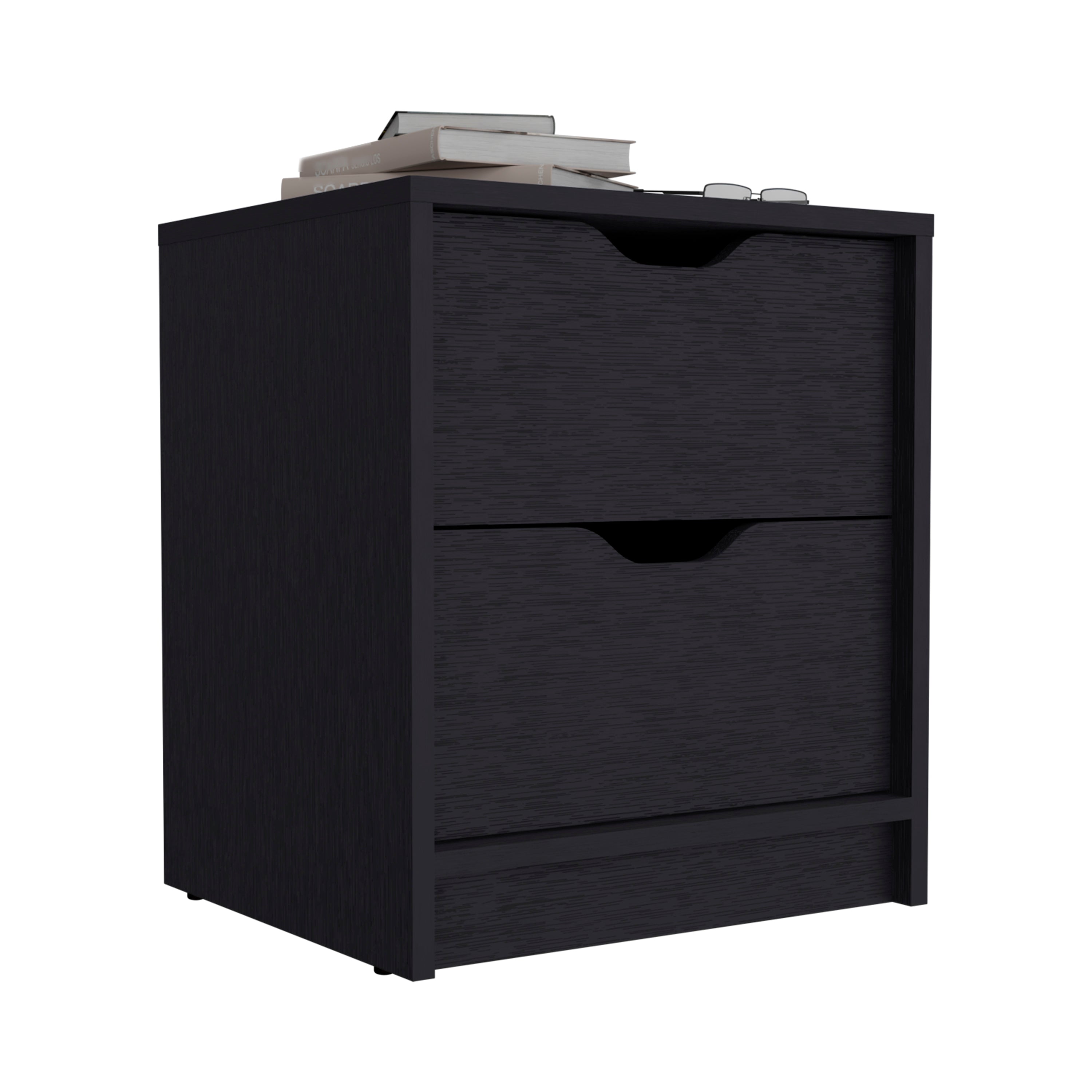 DEPOT E-SHOP Houma Double Drawer Nightstand, Bedside Table