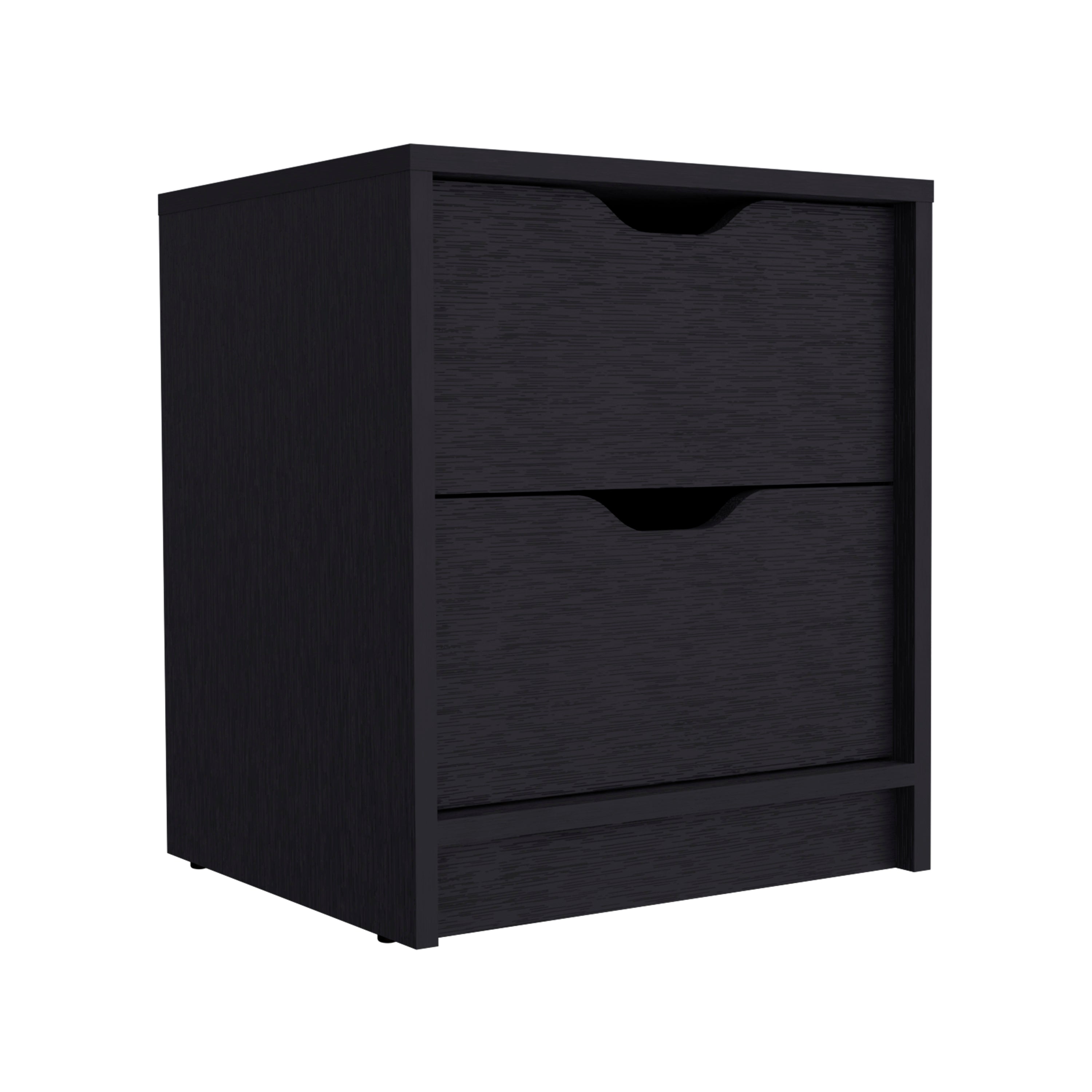 DEPOT E-SHOP Houma Double Drawer Nightstand, Bedside Table