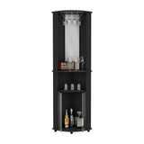Tuhome Chicago 75" Corner Bar Cabinet with Mirrored Back, Double Glass Doors, Stemware Rack, Two Open Liquor Shelves, Space-Saving Modern Home Bar for Living Rooms, Entertainment Areas and Stylish Beverage Storage