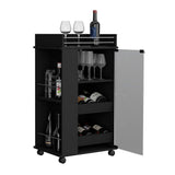 Baltimore Bar Cart with Glass Door Cabinet, Two Side Display Shelves, Spacious Serving Top and Smooth-Rolling Casters for Mobile Home Entertaining, Organized Bottle Storage and Stylish Cocktail Preparation