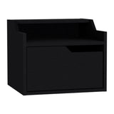 TUHOME Busan Floating Nightstand with Wall-Mounted Design, Single Storage Drawer and Two-Tier Upper Shelves Offering Modern Bedroom Organization, Space-Saving Convenience and Durable Engineered Wood Construction
