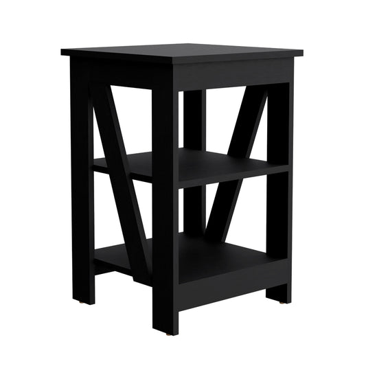Taylor End Table with Three-Tier Open Storage Shelves, Compact Modern Side Table and Nightstand for Small Spaces, Versatile Sofa Table or Bedside Organizer for Living Room, Bedroom, Office or Entryway Functional Home Organization