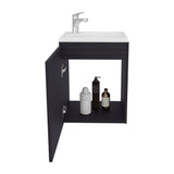 Saju 15.7" Floating Vanity with Resin Sink, One-Door Cabinet, and Open Shelf for Modern Bathroom Storage, Space-Saving Design for Small Bathrooms, Powder Rooms, and Tight Spaces, Ideal for Contemporary Interiors