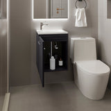 Saju 15.7" Floating Vanity with Resin Sink, One-Door Cabinet, and Open Shelf for Modern Bathroom Storage, Space-Saving Design for Small Bathrooms, Powder Rooms, and Tight Spaces, Ideal for Contemporary Interiors