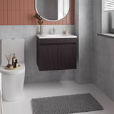 Chaux Floating Vanity, Wall-Mounted Bathroom Unit with Double Soft-Close Doors, Durable Resin Sink, Two Open Shelves for Smart Storage, Modern Bathroom Storage Solution for Small Spaces and Compact Bathrooms