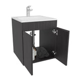 Meka Wall-Mounted Bathroom Vanity Console Modern Design Featuring Two Access Doors and Integrated Resin Sink Ample Concealed Storage Solution Perfect for Optimizing Space in Smaller Bathrooms