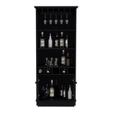 Dundee 70-Inch High Bar Cabinet with 10 Glass Slots, 5 Bottle Cubbies, 3 Open Shelves and Lower Storage Cabinet for Home Bar, Living Room or Dining Room Organization and Beverage Display