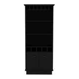 Dundee 70-Inch High Bar Cabinet with 10 Glass Slots, 5 Bottle Cubbies, 3 Open Shelves and Lower Storage Cabinet for Home Bar, Living Room or Dining Room Organization and Beverage Display