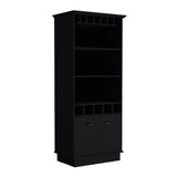 Dundee 70-Inch High Bar Cabinet with 10 Glass Slots, 5 Bottle Cubbies, 3 Open Shelves and Lower Storage Cabinet for Home Bar, Living Room or Dining Room Organization and Beverage Display