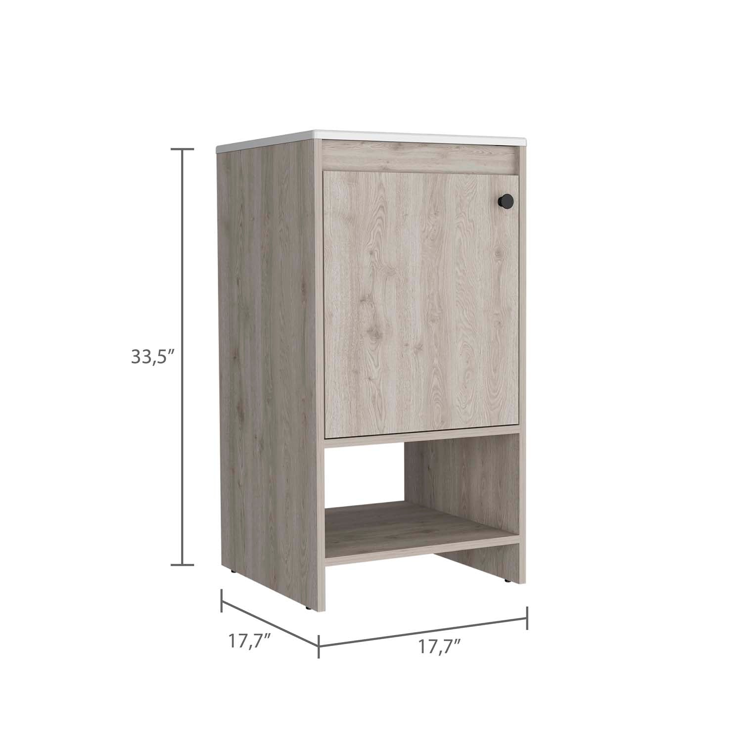 Bravos Bathroom Vanity, Sink, Two Shelves, Single Door Cabinet