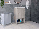 Tuhome Jane Bathroom Vanity with Single-Door Cabinet, Interior Storage Shelf, Open Lower Display Shelf, Modern Compact Sink Base Organizer for Toiletries, Linens, Daily Essentials, and Small Bathroom Optimization