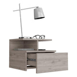 Tuhome Adele Floating Nightstand with One Drawer and Two Lower Shelves, Wall-Mounted Bedside Storage Solution for Compact Bedrooms, Modern Space-Saving Design with Hidden Storage and Display Area for Daily Essentials
