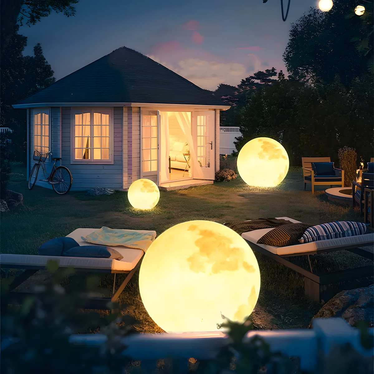 Full Moon Floor Lamp - Waterproof & Solar-Powered