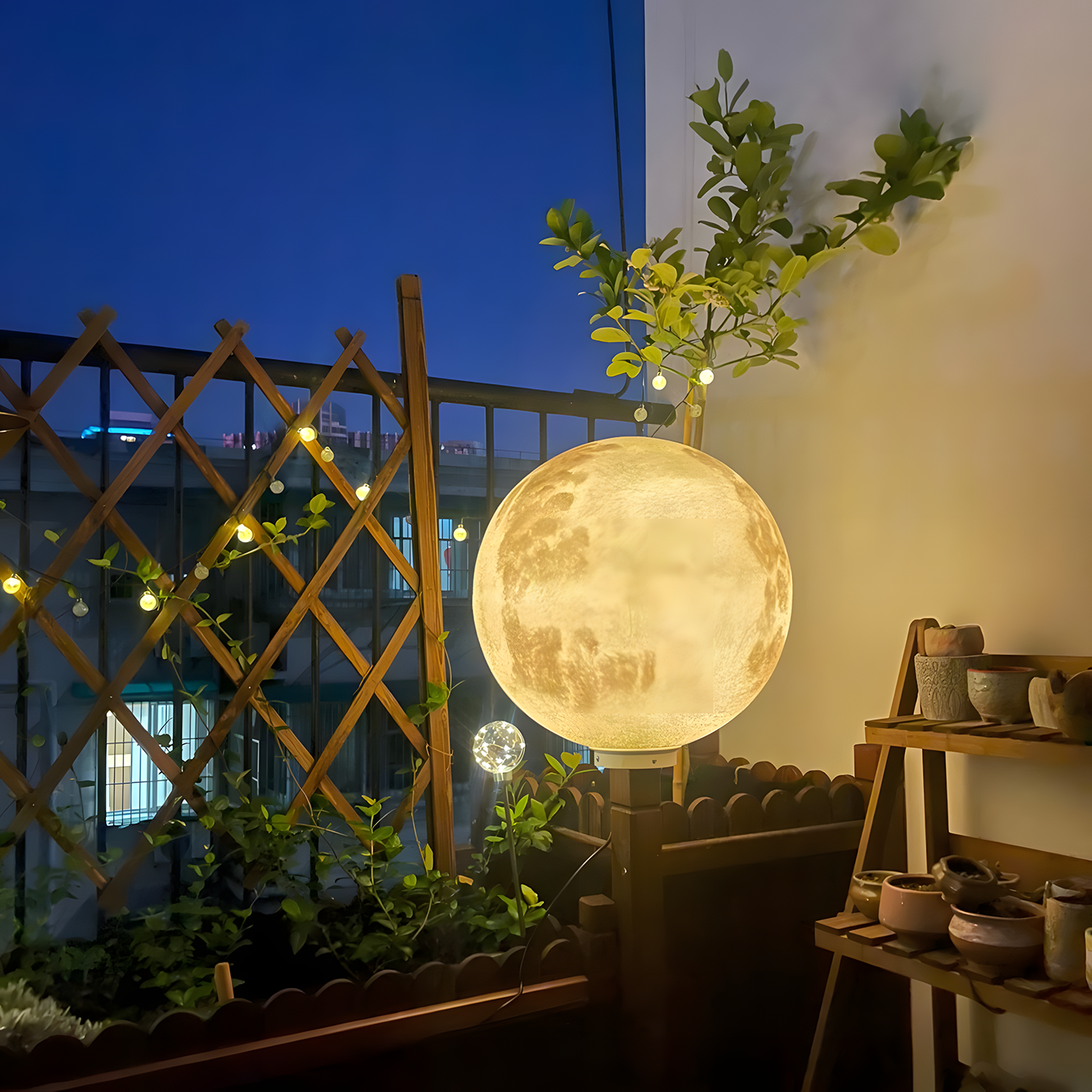 Full Moon Floor Lamp - Waterproof & Solar-Powered