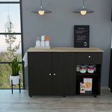 Tuhome Kitchen Island Cart Victoria with Four Interior Shelves, One Drawer, Double Door Cabinet, Six Casters for Easy Mobility, Ideal for Kitchens and Dining Rooms