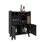 TUHOME Vance 40" High Bar Cabinet with Six Bottle Cubbies, Double-Door Storage Cabinets, Four Open Shelves, Modern Liquor and Wine Rack for Living Room, Dining Room, Home Bar Organization and Display