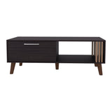 TUHOME Vance 47" Wide Modern Coffee Table with One Pull-Down Cabinet Door, Open Storage Shelf, Rectangular Living Room Center Table, Contemporary Design for Books, Décor and Everyday Organization with Functional Storage