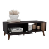 TUHOME Vance 47" Wide Modern Coffee Table with One Pull-Down Cabinet Door, Open Storage Shelf, Rectangular Living Room Center Table, Contemporary Design for Books, Décor and Everyday Organization with Functional Storage