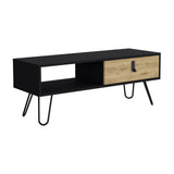 TUHOME Huna Coffee Table with Modern Hairpin Legs, Spacious Storage Drawer and Open Shelf Compartment Offering Contemporary Living Room Functionality and Durable Engineered Wood Construction for Everyday Home Use