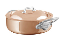 Mauviel M'6 S Induction Copper Rondeau With Lid, Cast Stainless Steel Handles, 3.2-Qt