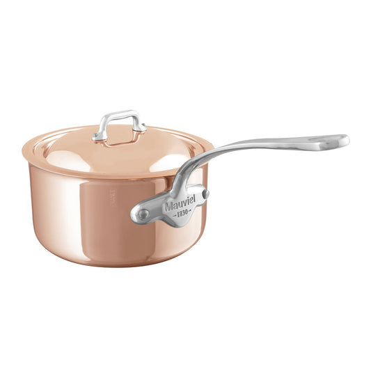 Mauviel M'6 S Induction Copper Sauce Pan With Lid, Cast Stainless Steel Handle