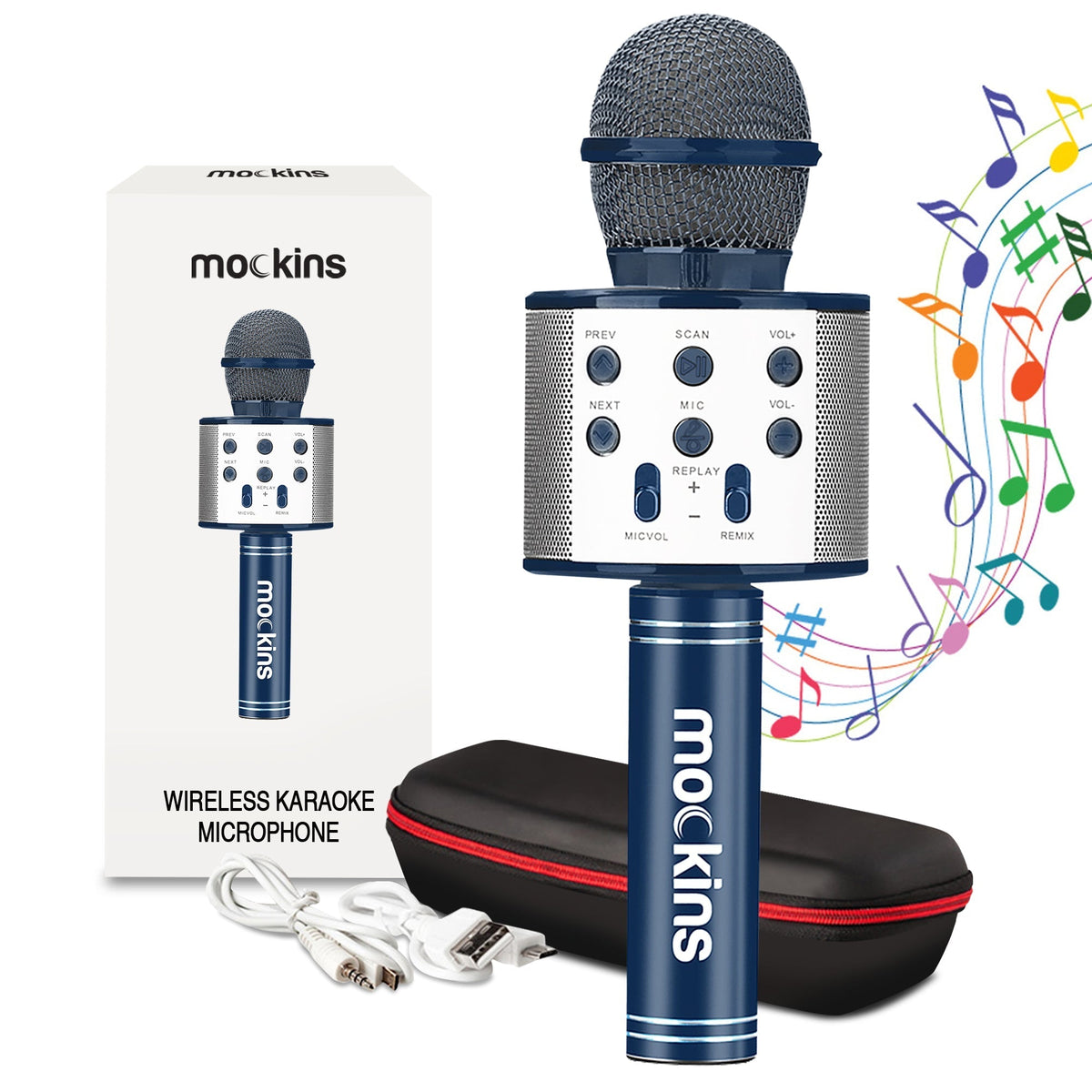 Mockins Bluetooth Karaoke Microphone - Navy Blue