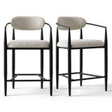 Manhattan 25.5" Chenille Metal Frame Counter Stool With Armrest And Footrest (Set of 2)