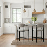 Manhattan 25.5" Chenille Metal Frame Counter Stool With Armrest And Footrest (Set of 2)