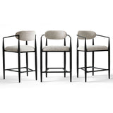 Manhattan 25.5" Chenille Metal Frame Counter Stool With Armrest And Footrest (Set of 3)