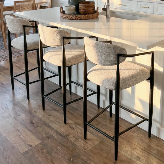 Manhattan 25.5" Chenille Counter Stool With Arms (Set of 3)