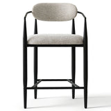 Manhattan 25.5" Chenille Metal Frame Counter Stool With Armrest And Footrest (Set of 3)