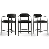 Manhattan 25.5" Chenille Metal Frame Counter Stool With Armrest And Footrest (Set of 3)