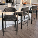 Manhattan 25.5" Chenille Counter Stool With Arms (Set of 3)