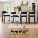 Manhattan 25.5" Chenille Metal Frame Counter Stool With Armrest And Footrest (Set of 3)