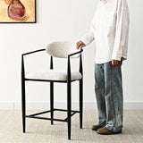 Manhattan 25.5" Chenille Metal Frame Counter Stool With Armrest And Footrest (Set of 3)