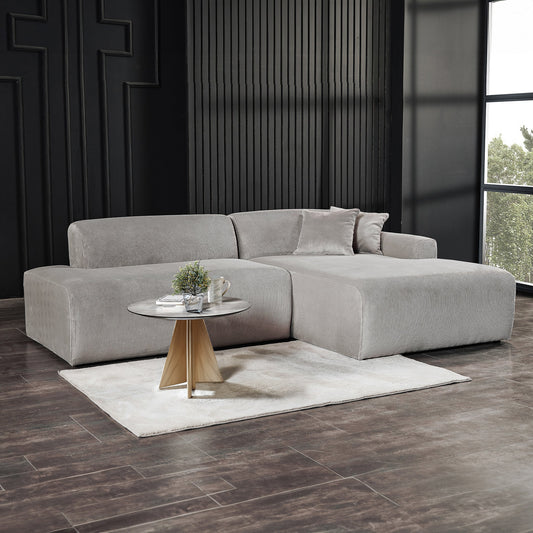 Mar Sectional Grey Corduroy Sofa - Right