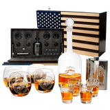 Marine Big Box Wall Decor Murphy with Decanter, 4 whiskey glasses, 4 shot glasses, marine flask, marine gifts