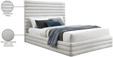 Maxwell Contemporary Bed – Luxurious Cream Linen Texture with Deep Channel Tufting for Elegance