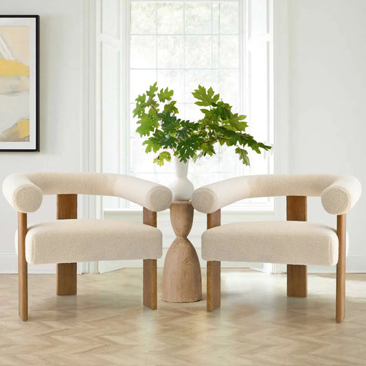 Maye Beige Boucle Upholstered Living Room Chair (1-Piece)