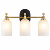 Meadows Three Lights Vanity Brushed Gold Bathroom Wall Light for Bathroom Over Mirror 20.5"W × 10.125"H × 5.5"E with White Frosted Glass